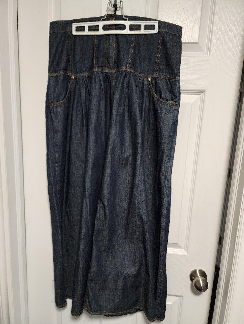 Y&M Dark Blue Wide-Leg Denim Skirt
